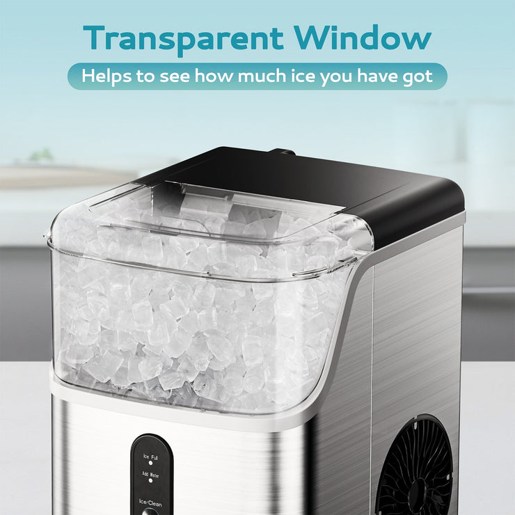 EUHOMY Pebble Ice Maker Machine with 35lbs/24H Soft Ice, Self-Cleaning