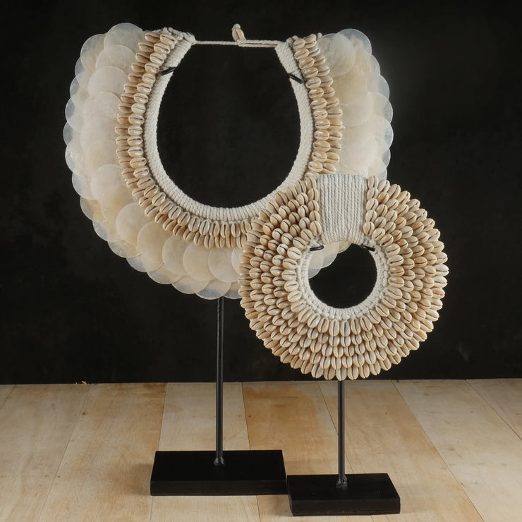 The Capiz Papua Necklace - Papua-Inspired Decorative Necklace – Handcrafted Cowrie Shells,  Raffia Grass and Capiz Shells