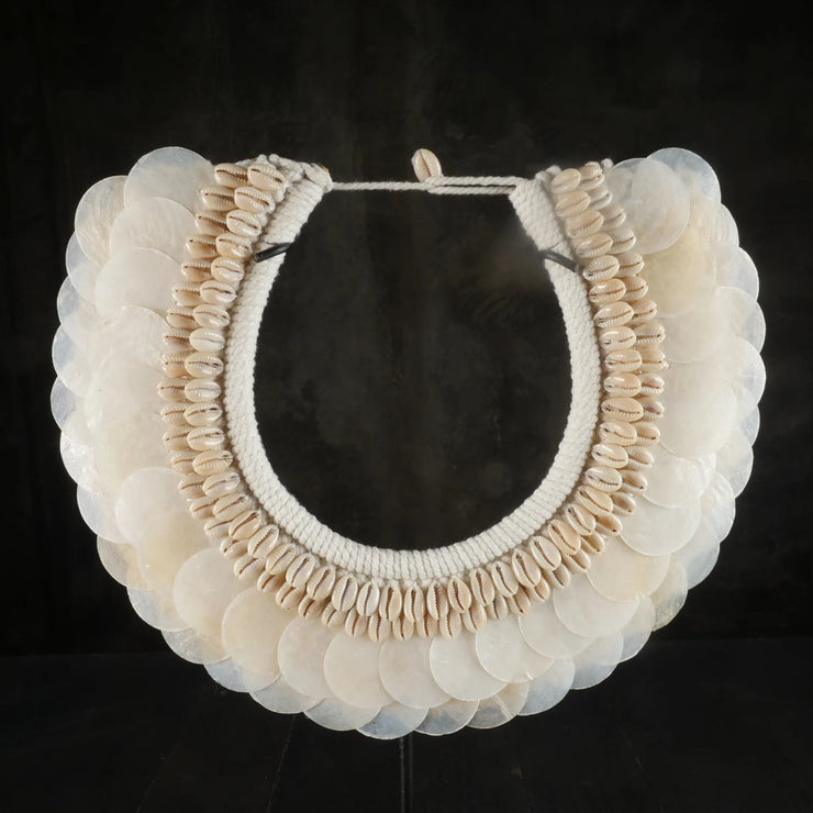 The Capiz Papua Necklace - Papua-Inspired Decorative Necklace – Handcrafted Cowrie Shells,  Raffia Grass and Capiz Shells