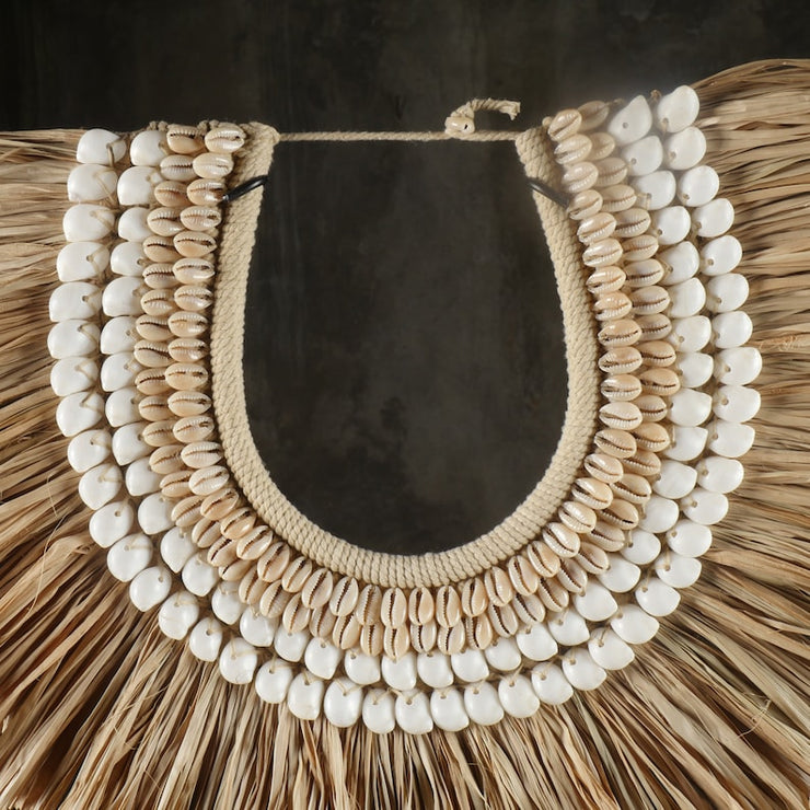 The Nautica Moon Papua Necklace - Papua Inspired Decorative Necklace – Handcrafted with Raffia Grass, Cowrie and Nautica Moon Sea Snails